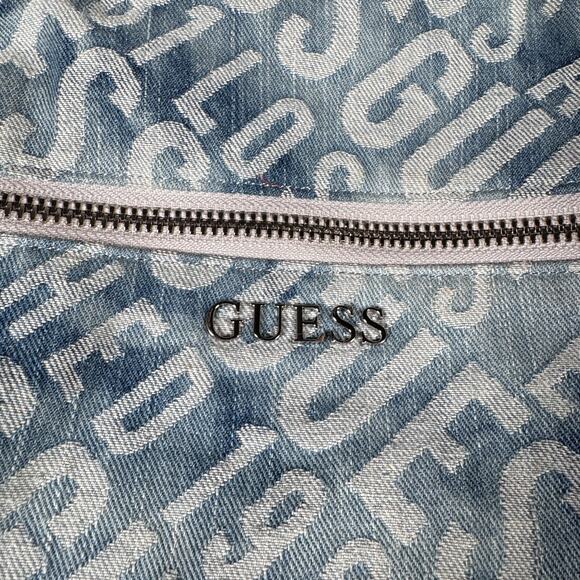 Guess Mini Backpack Purse Blue Denim Silver Trim Logo Los Angeles DY699433 - Picture 4 of 12